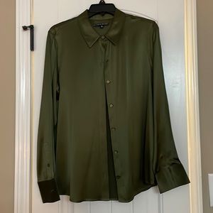 Olive green Antonio Melani silk button down in Size M